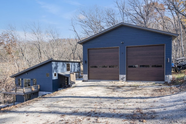 view of detached garage