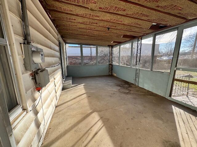 view of unfurnished sunroom