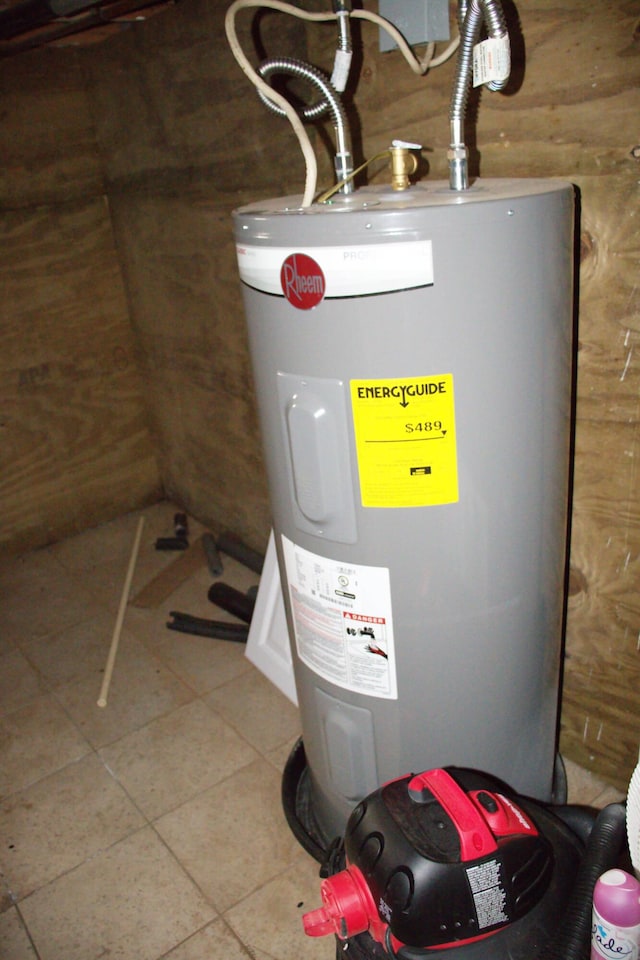 utility room with water heater