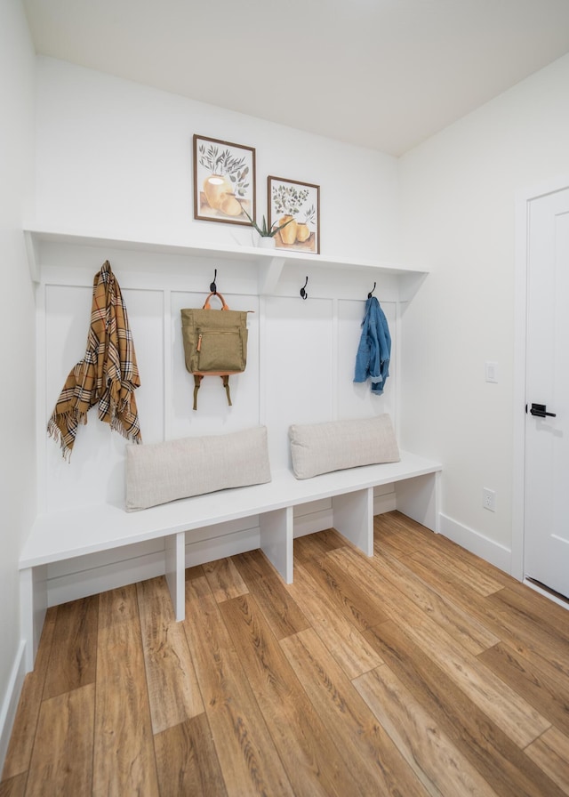 mudroom featuring light hardwood / wood-style flooring