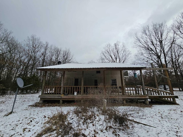 view of snow covered property