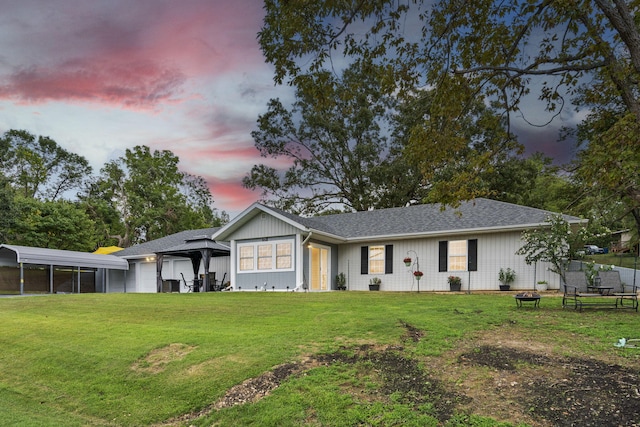 226 Hunt Club Cir, Galena, MO 65656 - single story home featuring an attached garage, a carport, a gazebo, a front lawn, and a shingled roof