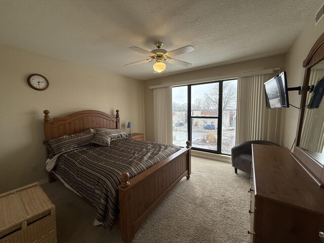 85 La Jolla Dr Unit 352-A, Lake Ozark, MO 65049 - bedroom featuring light carpet, ceiling fan, a textured ceiling, and visible vents