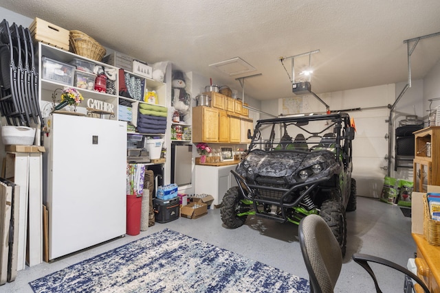 garage with a garage door opener