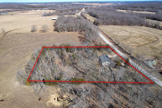 drone / aerial view featuring a rural view