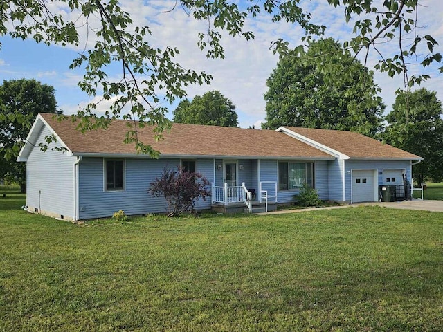 1189 S Sha Ree Ln, Bolivar, MO 65613 - ranch-style home featuring a garage, crawl space, a front lawn, and concrete driveway