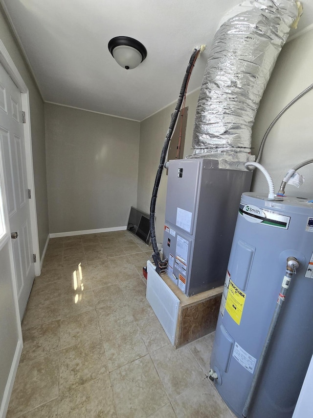 utility room featuring water heater