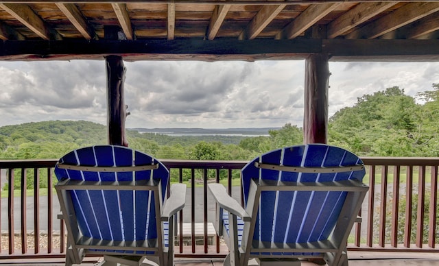 deck with a view of trees