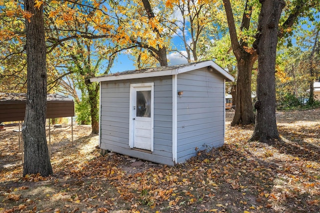 view of shed