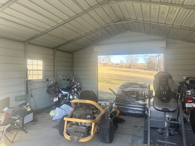 garage featuring metal wall