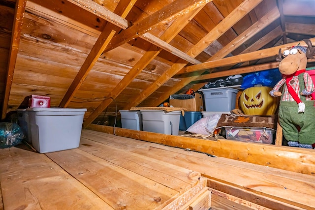 view of unfinished attic