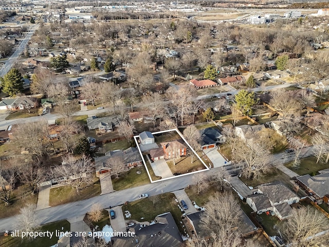 aerial view featuring a residential view