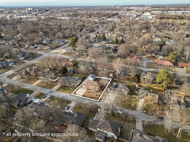 bird's eye view with a residential view