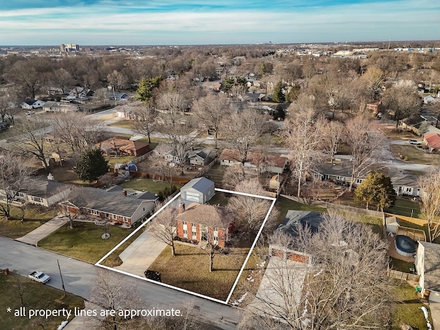 drone / aerial view featuring a residential view