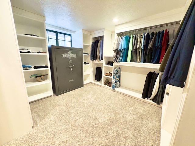 spacious closet with light colored carpet