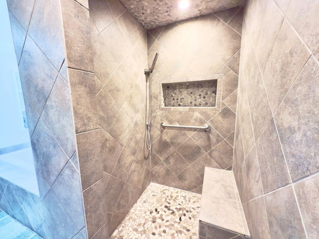 interior details featuring tiled shower