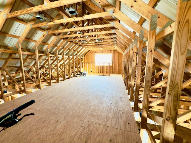 view of unfinished attic