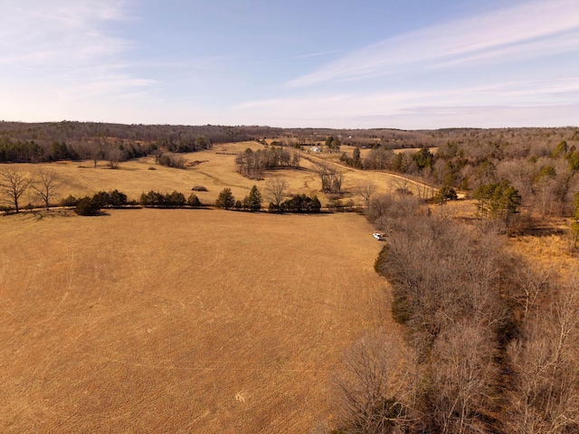 birds eye view of property featuring a rural view