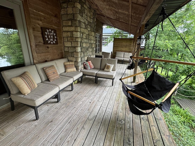 deck with an outdoor hangout area