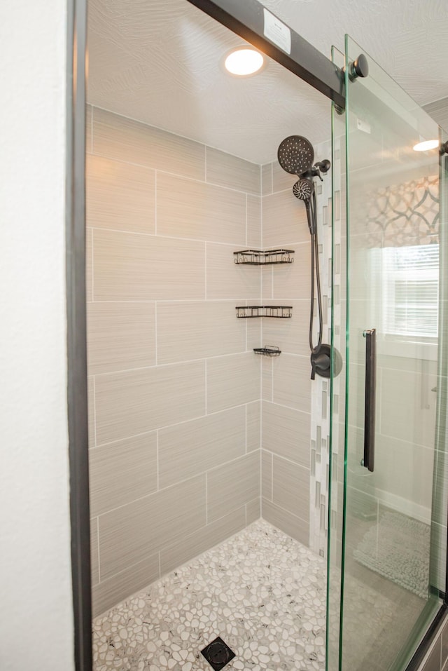 bathroom with a shower stall