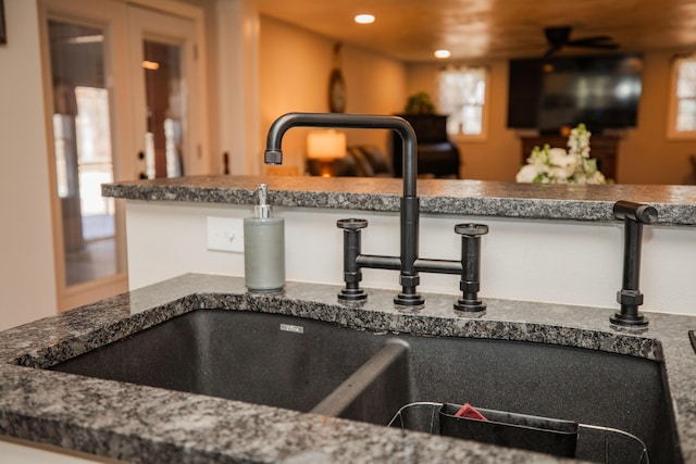 room details with recessed lighting and a sink