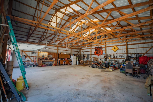 garage featuring metal wall