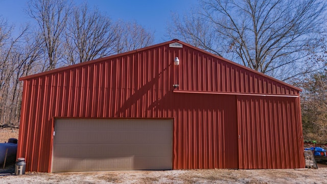 view of detached garage