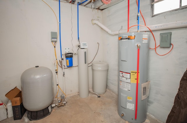 utility room featuring water heater