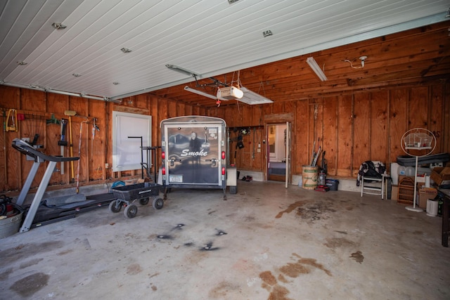 garage with a garage door opener