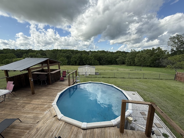 219 E Creekview Rd, Clever, MO 65631 - outdoor pool with a deck, a gazebo, a view of countryside, and a wooded view