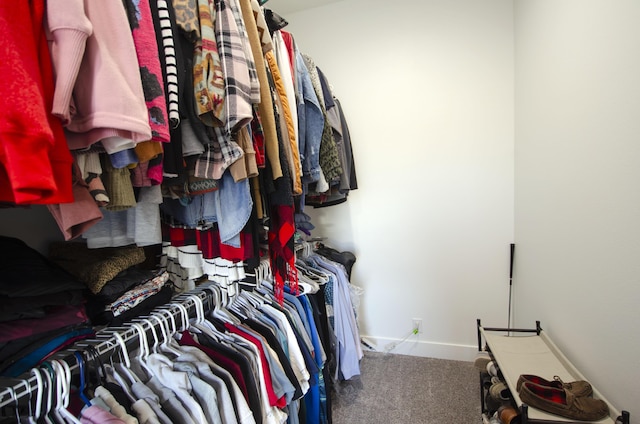 walk in closet featuring carpet