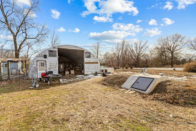 view of entry to storm shelter