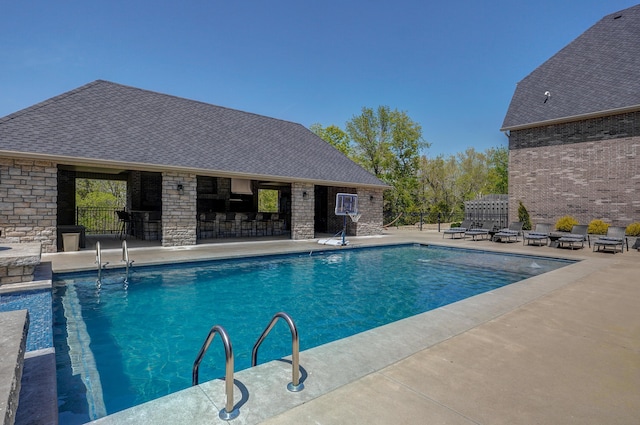 view of pool with fence, a patio area, and a fenced in pool