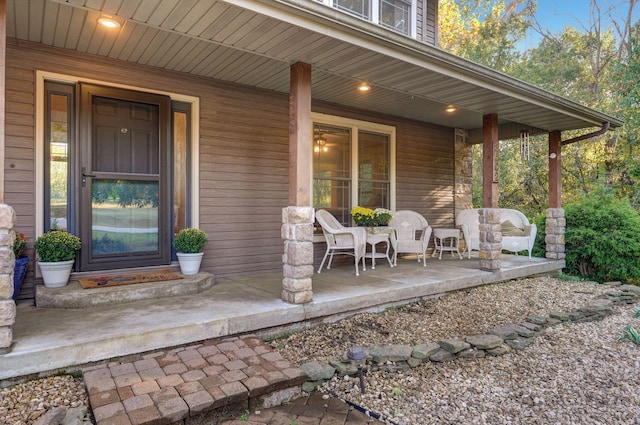 doorway to property with a porch