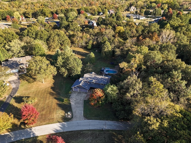 drone / aerial view with a forest view