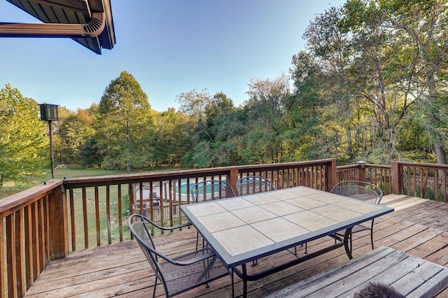 wooden terrace featuring outdoor dining space