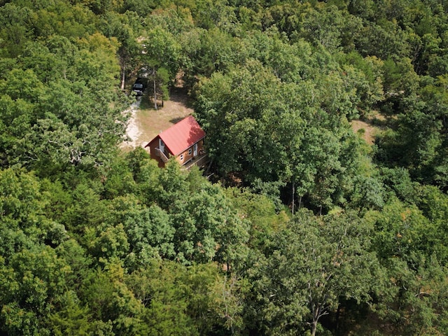 bird's eye view featuring a view of trees