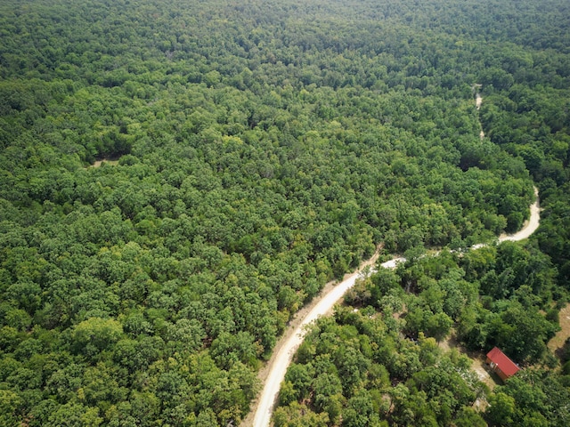 birds eye view of property with a forest view