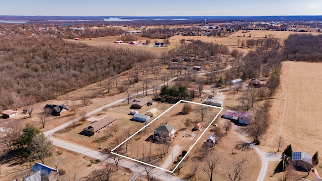 aerial view featuring a rural view