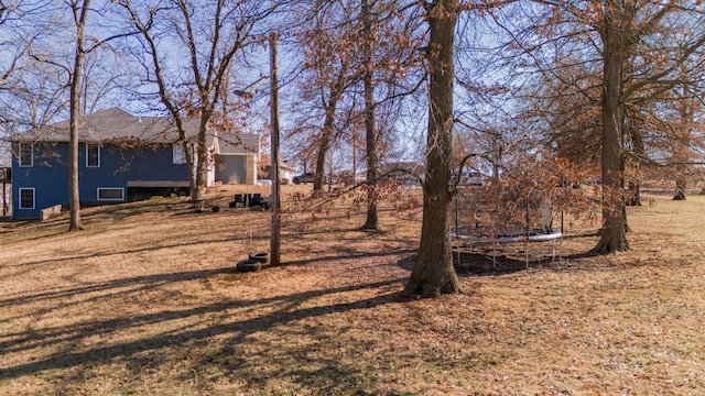 view of yard featuring a trampoline