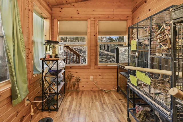 interior space featuring lofted ceiling