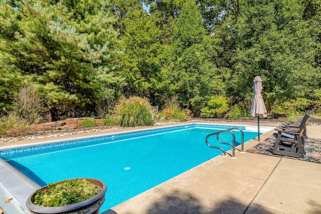 outdoor pool with a patio