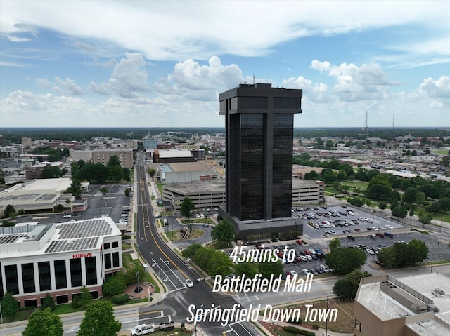 drone / aerial view with a city view