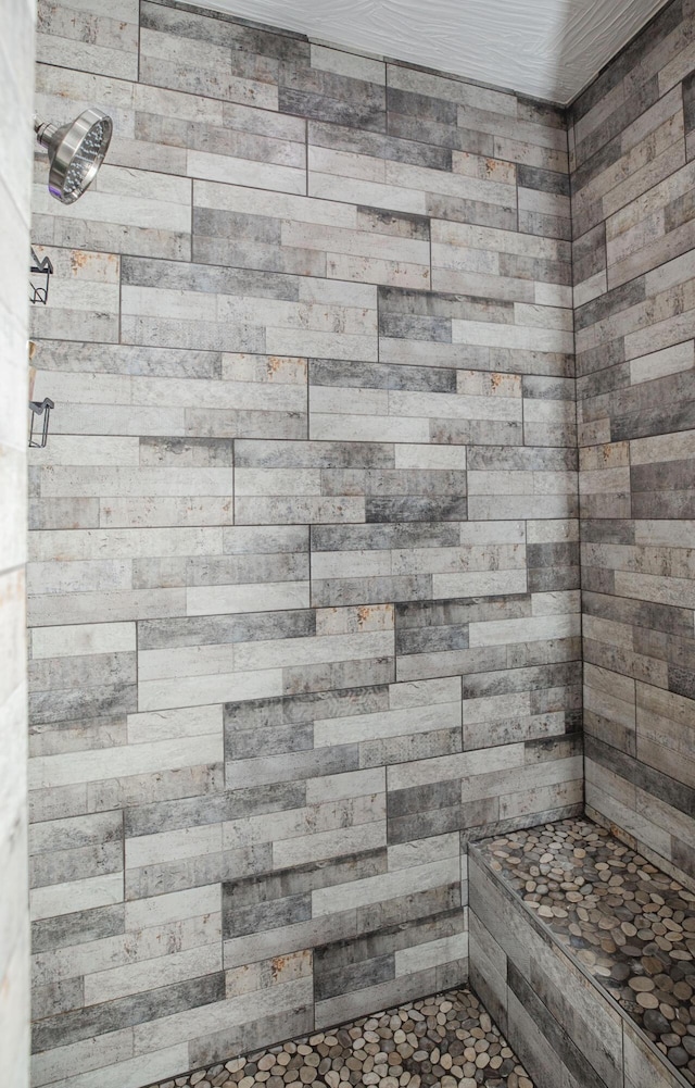 interior space with tiled shower