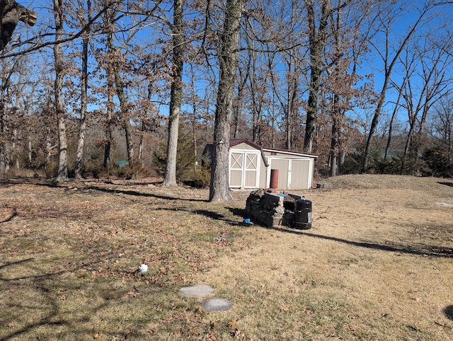 view of yard with a storage unit and an outdoor structure