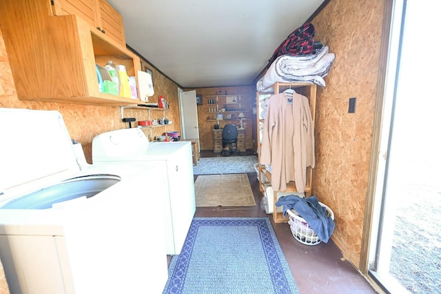 clothes washing area with laundry area and separate washer and dryer