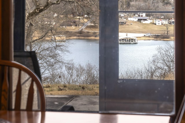 entryway with a water view