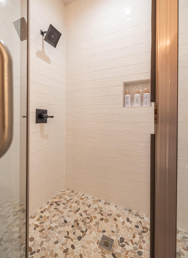 bathroom featuring a shower stall