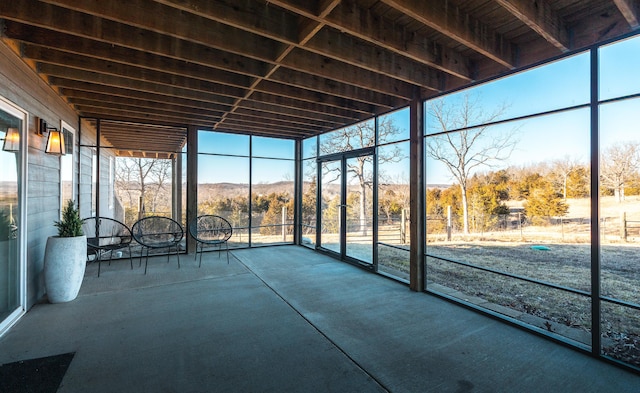 view of unfurnished sunroom