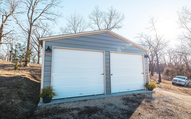 view of detached garage